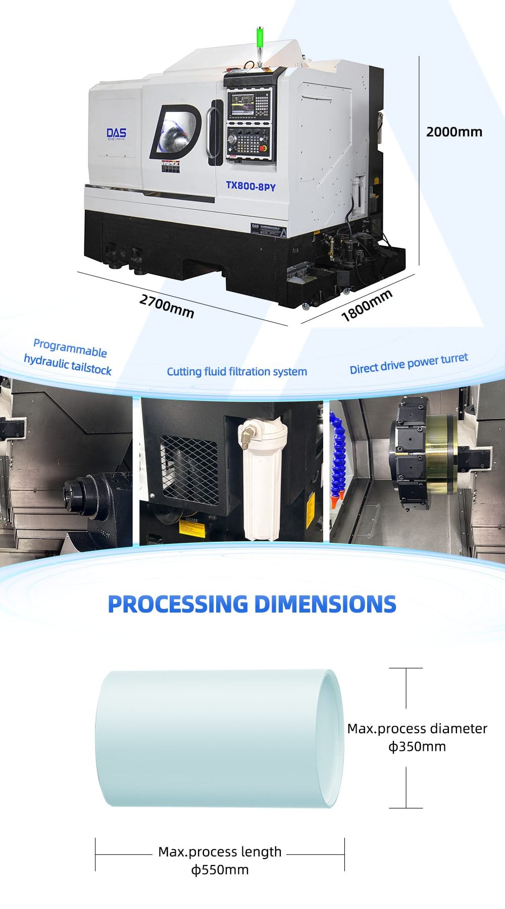 Product details for TX800-8PY power turret cnc lathe
